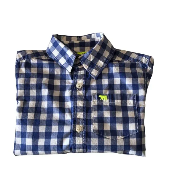 Carter's Boy Toddler Plaid Button Down Shirt Blue White Size 4T - Picture 7 of 11